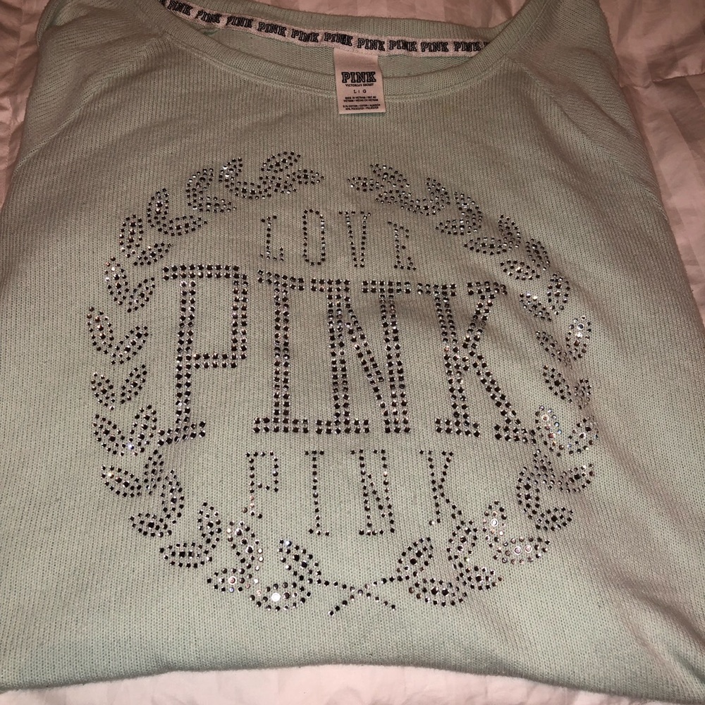 Pink studded green sweater Size Large